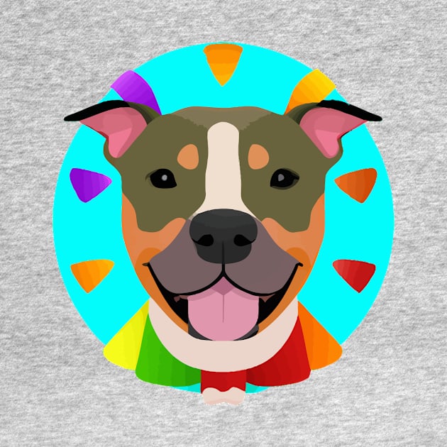 American Pit Bull Terrier Happy Dog AmStaff Sticker Artwork by Furrban